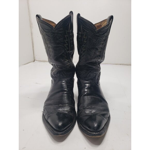 Vintage Tony Lama Mens Black Western Cowboy Size 9D Style Number 6213 Pre Owned